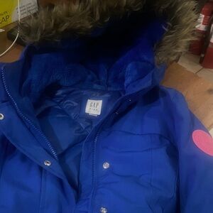 GAP Kids Blue Expedition Parka with Faux Fur Trim